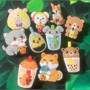 10 Animals With Drinks Croc Charms  Shoe Charms Jibbit
